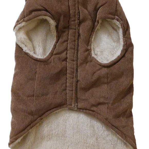 Tan Brown Corduroy Pet Winter Jacket Faux Fleece-Lined Unisex Apparel NWT - Picture 5 of 9